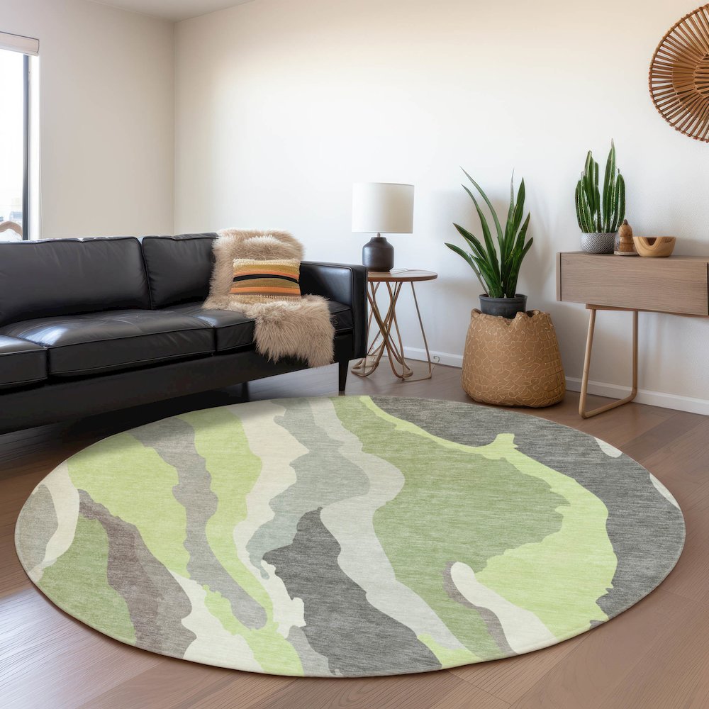 Premium Machine Washable Mayfield AMF1047 Mint 8' x 8' Round Rug