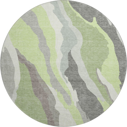Premium Machine Washable Mayfield AMF1047 Mint 8' x 8' Round Rug