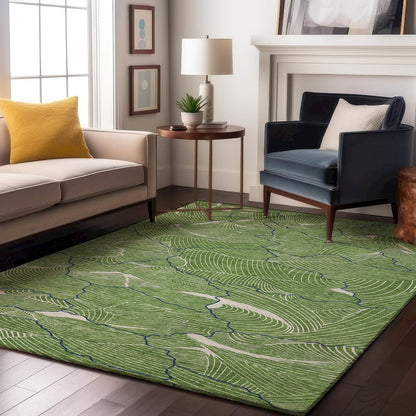 Premium Machine Washable Mayfield AMF1048 Green 2'6" x 3'10" Rug