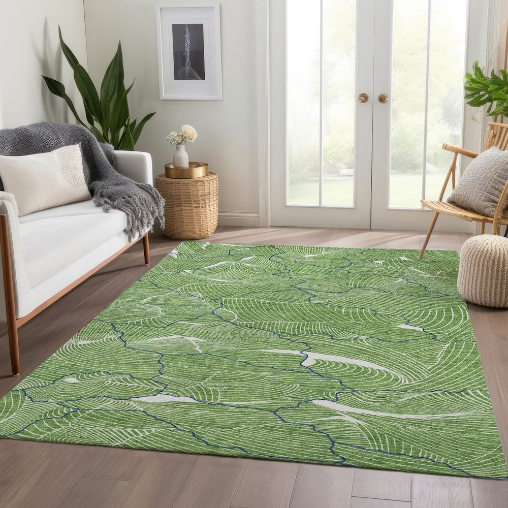 Premium Machine Washable Mayfield AMF1048 Green 2'6" x 3'10" Rug
