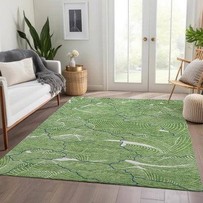 Premium Machine Washable Mayfield AMF1048 Green 2'6" x 3'10" Rug