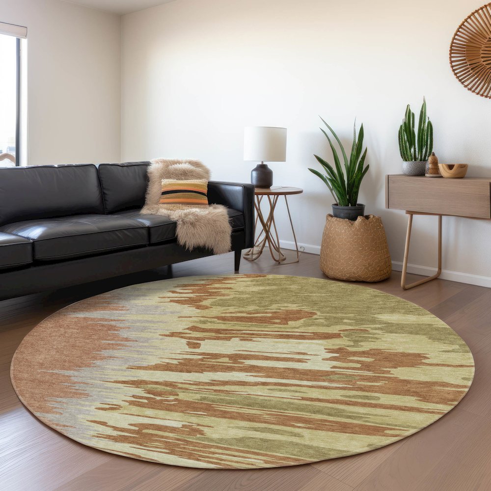 Premium Machine Washable Mayfield AMF1050 Rust 8' x 8' Round Rug