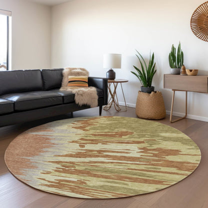 Premium Machine Washable Mayfield AMF1050 Rust 8' x 8' Round Rug