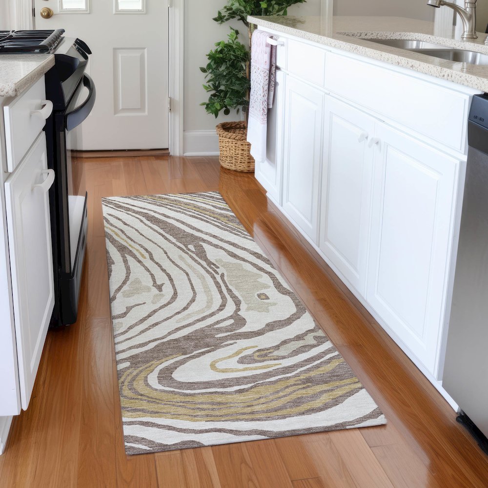 Premium Machine Washable Mayfield AMF1051 Taupe 2'3" x 7'6" Runner Rug