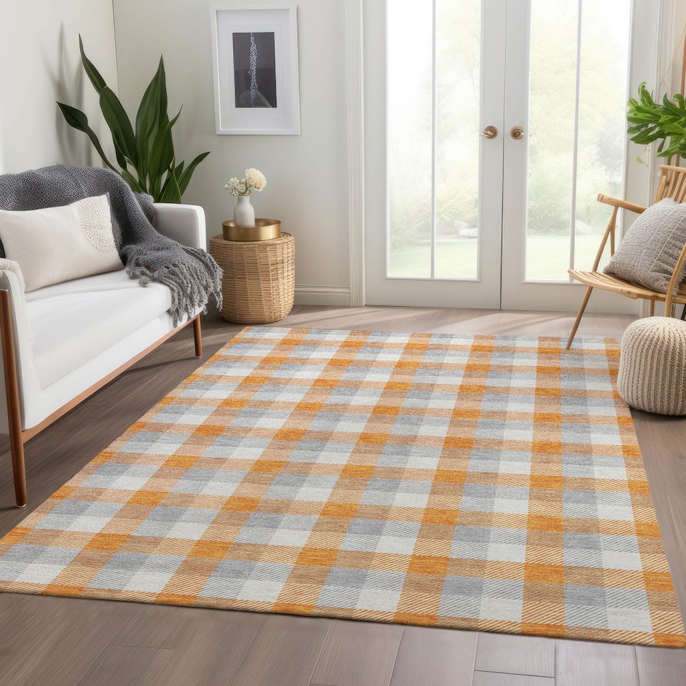 Premium Machine Washable Mayfield AMF1053 Orange 2'6" x 3'10" Rug