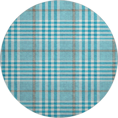 Premium Machine Washable Mayfield AMF1054 Teal 8' x 8' Round Rug