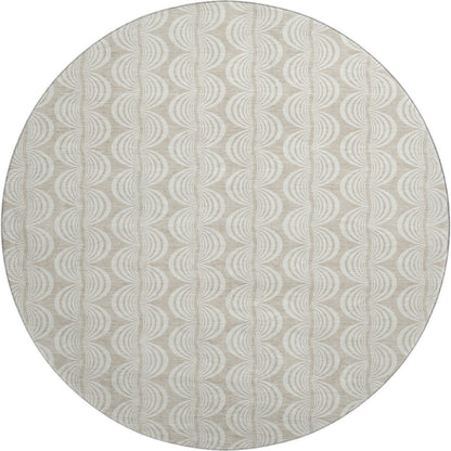 Premium Machine Washable Mayfield AMF1055 Beige 8' x 8' Round Rug