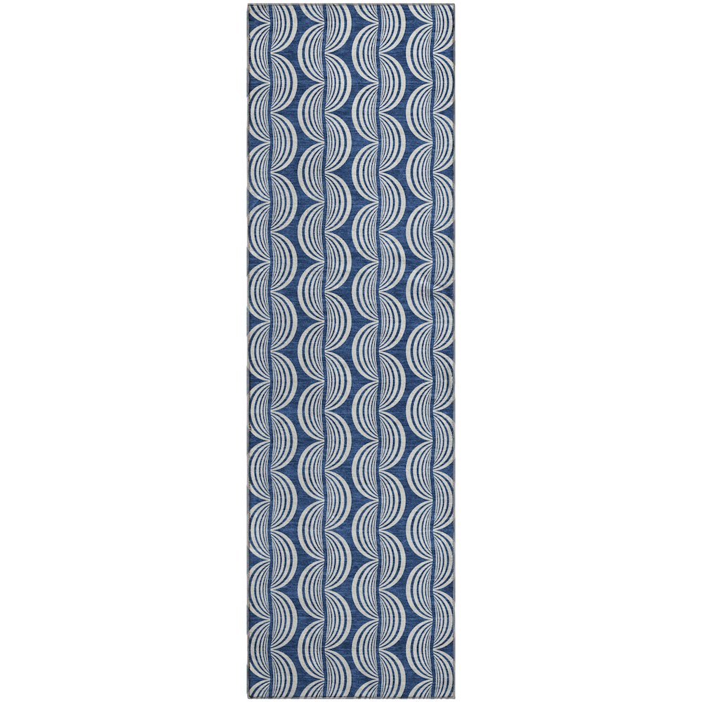 Premium Machine Washable Mayfield AMF1055 Navy 2'3" x 7'6" Runner Rug