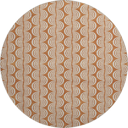 Premium Machine Washable Mayfield AMF1055 Paprika 8' x 8' Round Rug
