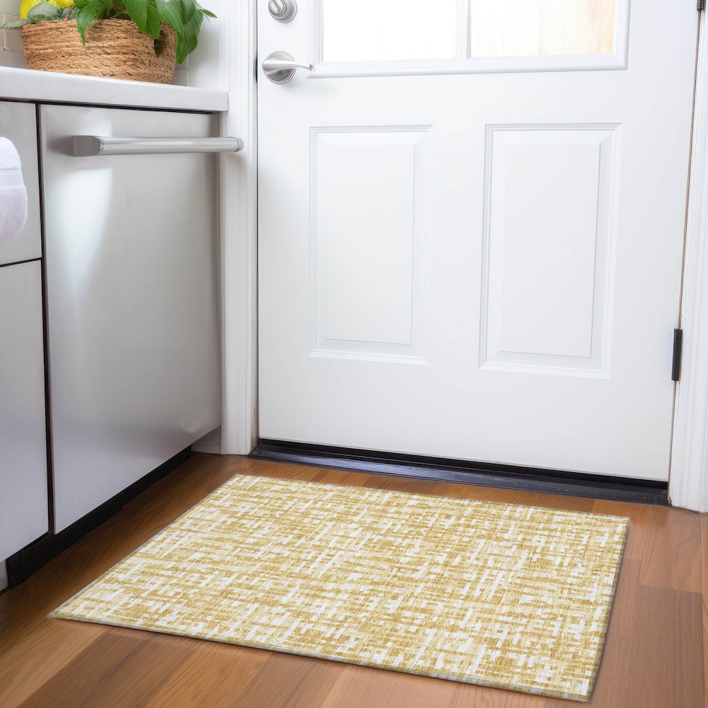 Premium Machine Washable Mayfield AMF1059 Gold 1'8" x 2'6" Rug