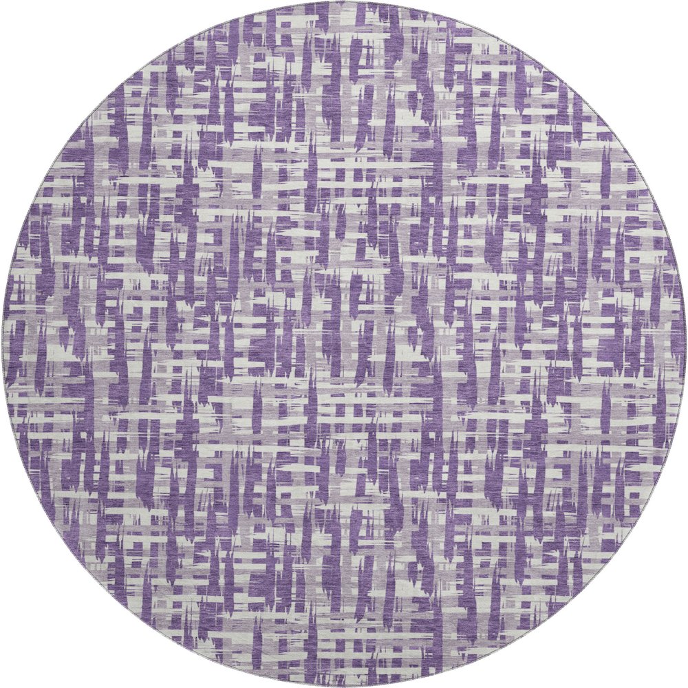 Premium Machine Washable Mayfield AMF1059 Purple 8' x 8' Round Rug