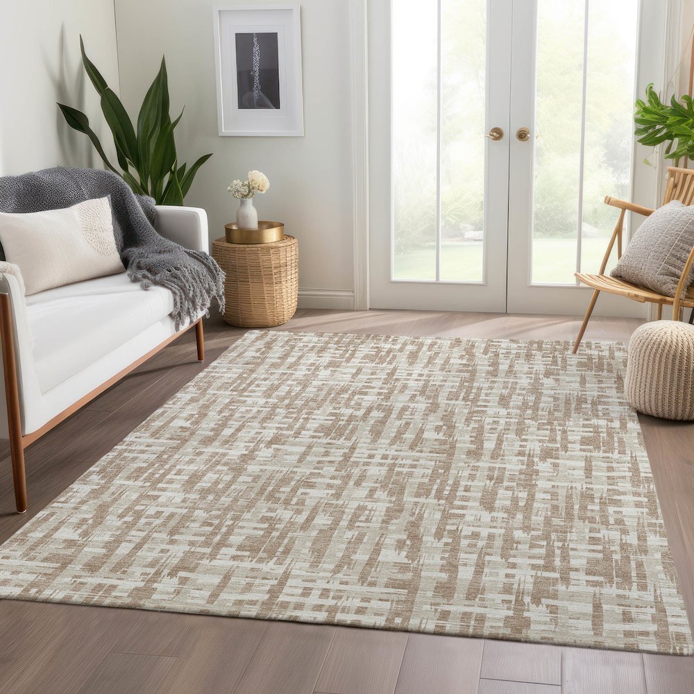 Premium Machine Washable Mayfield AMF1059 Tan 2'6" x 3'10" Rug