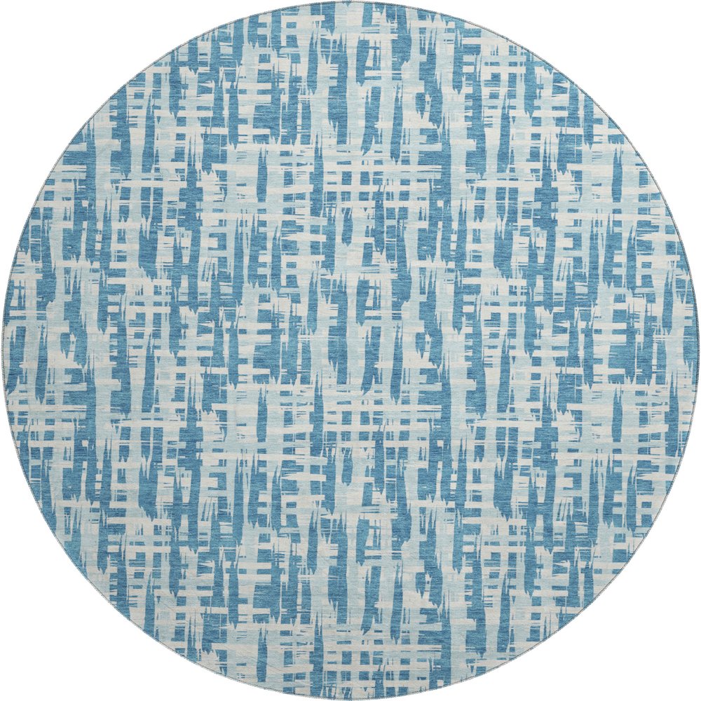 Premium Machine Washable Mayfield AMF1059 Teal 8' x 8' Round Rug