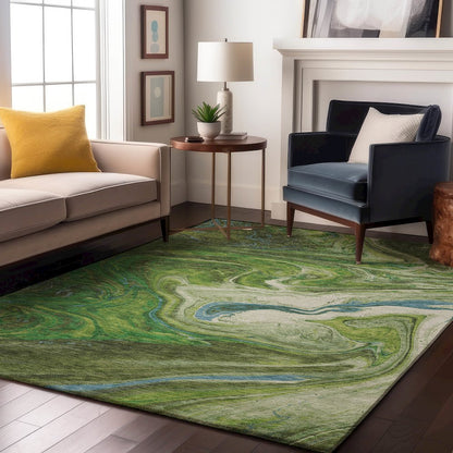 Premium Machine Washable Mayfield AMF1061 Green 2'6" x 3'10" Rug