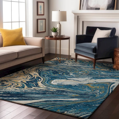 Premium Machine Washable Mayfield AMF1061 Navy 2'6" x 3'10" Rug