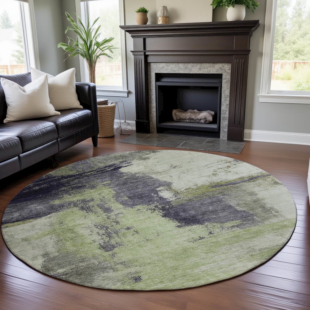 Premium Machine Washable Mayfield AMF1068 Fern 8' x 8' Round Rug