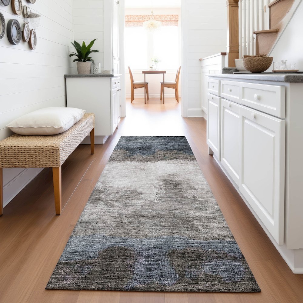 Premium Machine Washable Mayfield AMF1070 Gray 2'3" x 7'6" Runner Rug