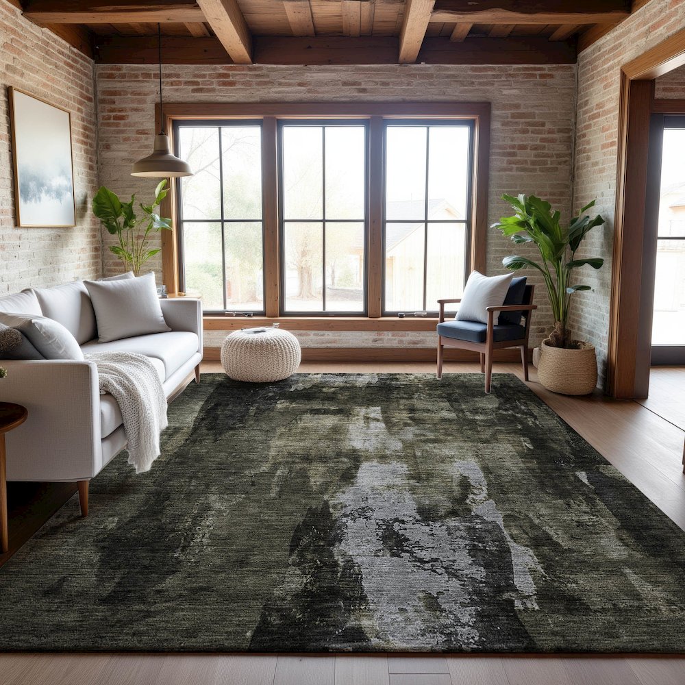 Premium Machine Washable Mayfield AMF1077 Charcoal 2'6" x 3'10" Rug