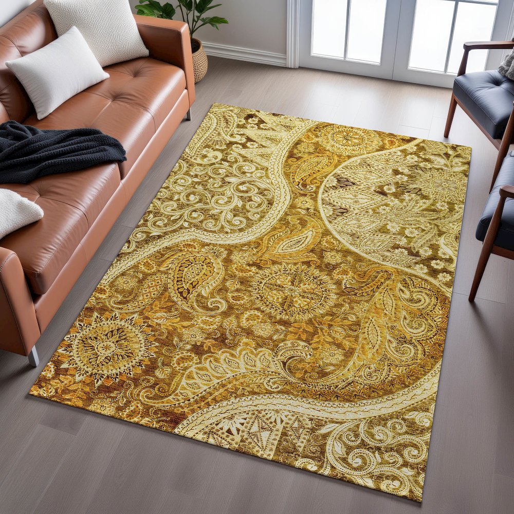 Premium Machine Washable Mayfield AMF1078 Terracotta 2'6" x 3'10" Rug