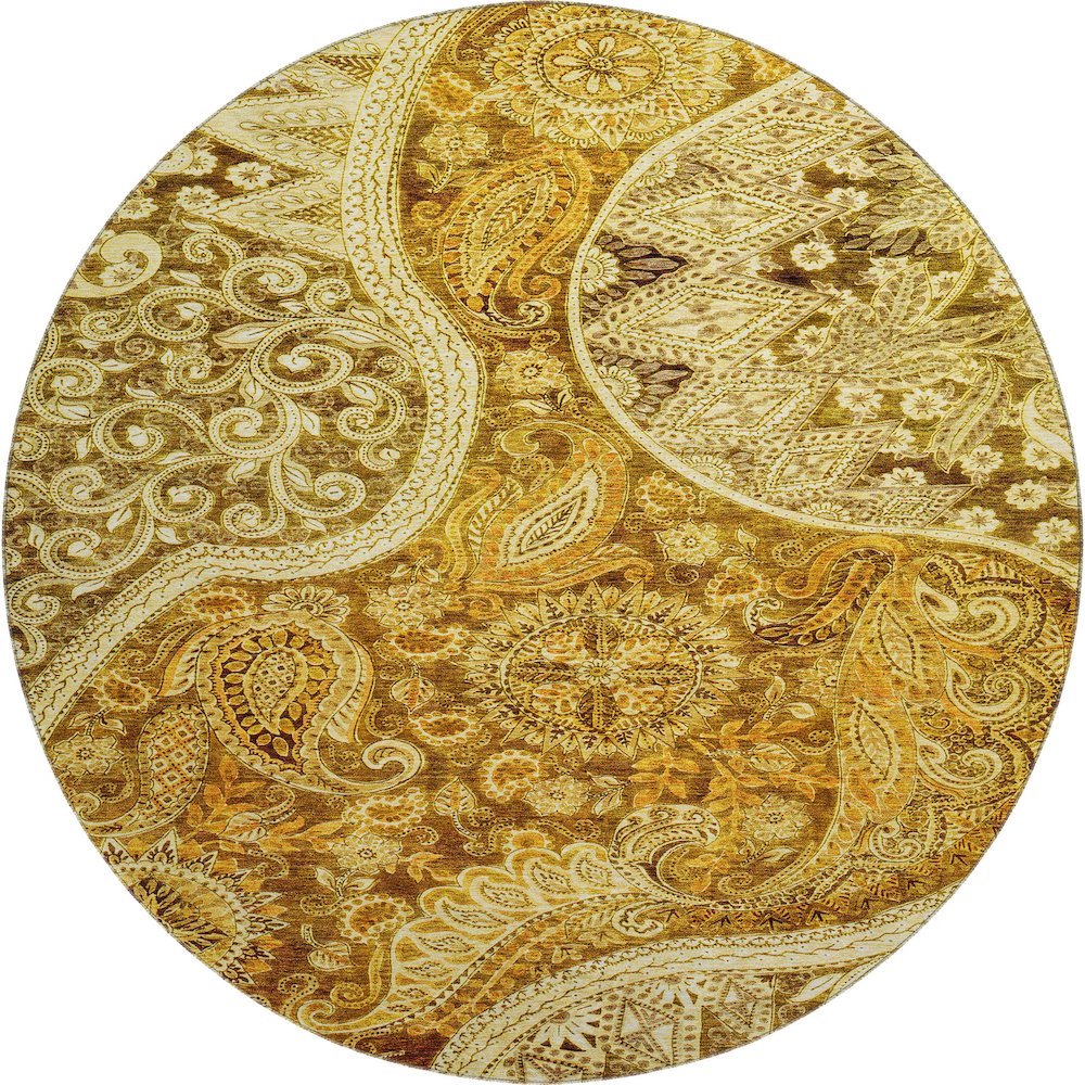 Premium Machine Washable Mayfield AMF1078 Terracotta 8' x 8' Round Rug