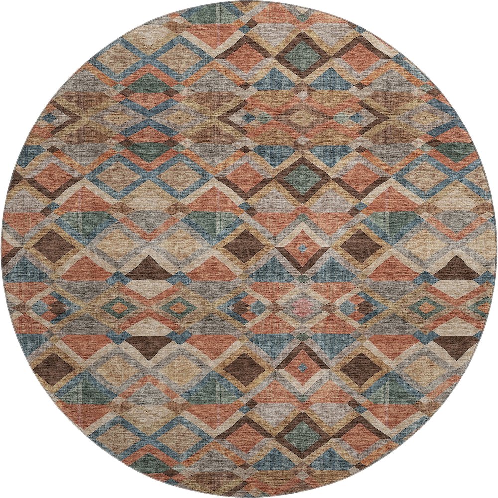Premium Machine Washable Mayfield AMF1080 Brown 8' x 8' Round Rug