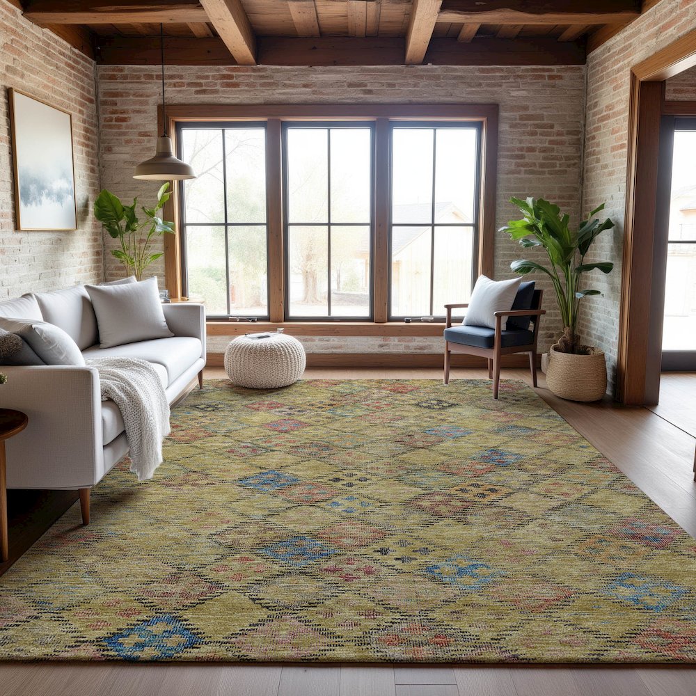 Premium Machine Washable Mayfield AMF1081 Gold 2'6" x 3'10" Rug