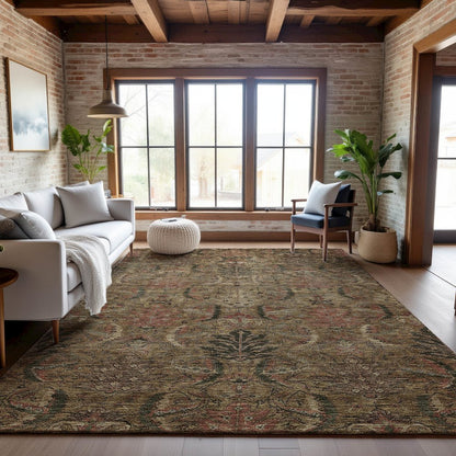 Premium Machine Washable Mayfield AMF1082 Brown 2'6" x 3'10" Rug