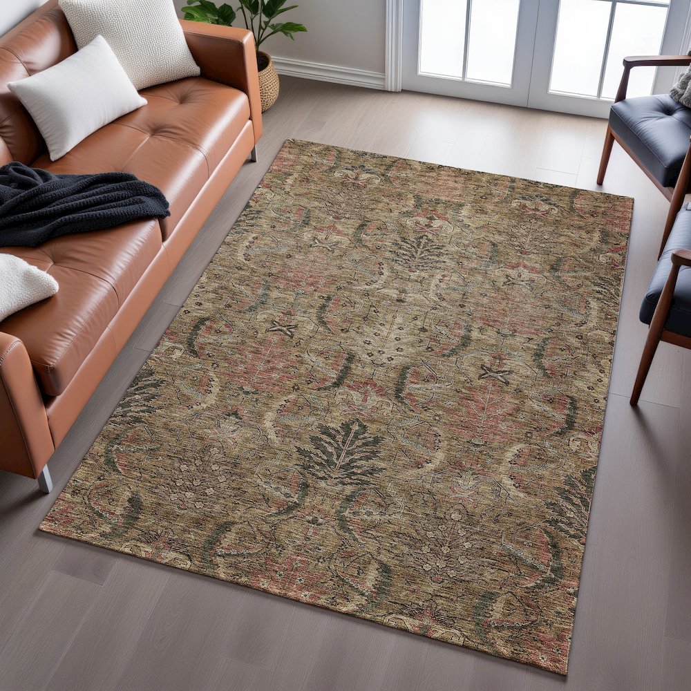Premium Machine Washable Mayfield AMF1082 Brown 2'6" x 3'10" Rug