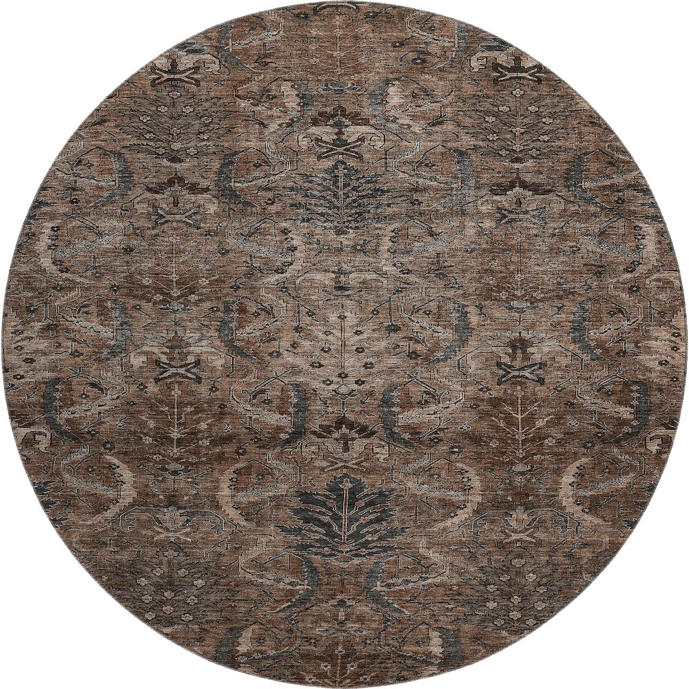 Premium Machine Washable Mayfield AMF1082 Fudge 8' x 8' Round Rug
