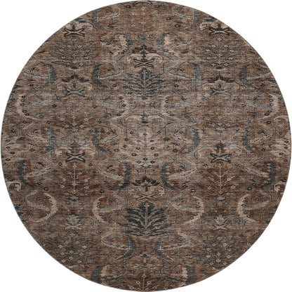Premium Machine Washable Mayfield AMF1082 Fudge 8' x 8' Round Rug