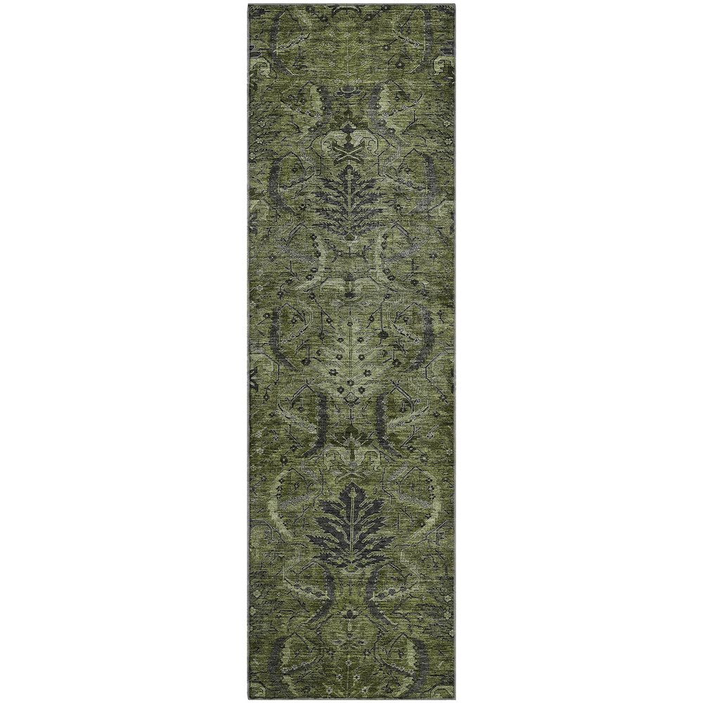 Premium Machine Washable Mayfield AMF1082 Olive 2'3" x 7'6" Runner Rug