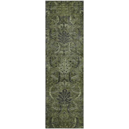 Premium Machine Washable Mayfield AMF1082 Olive 2'3" x 7'6" Runner Rug