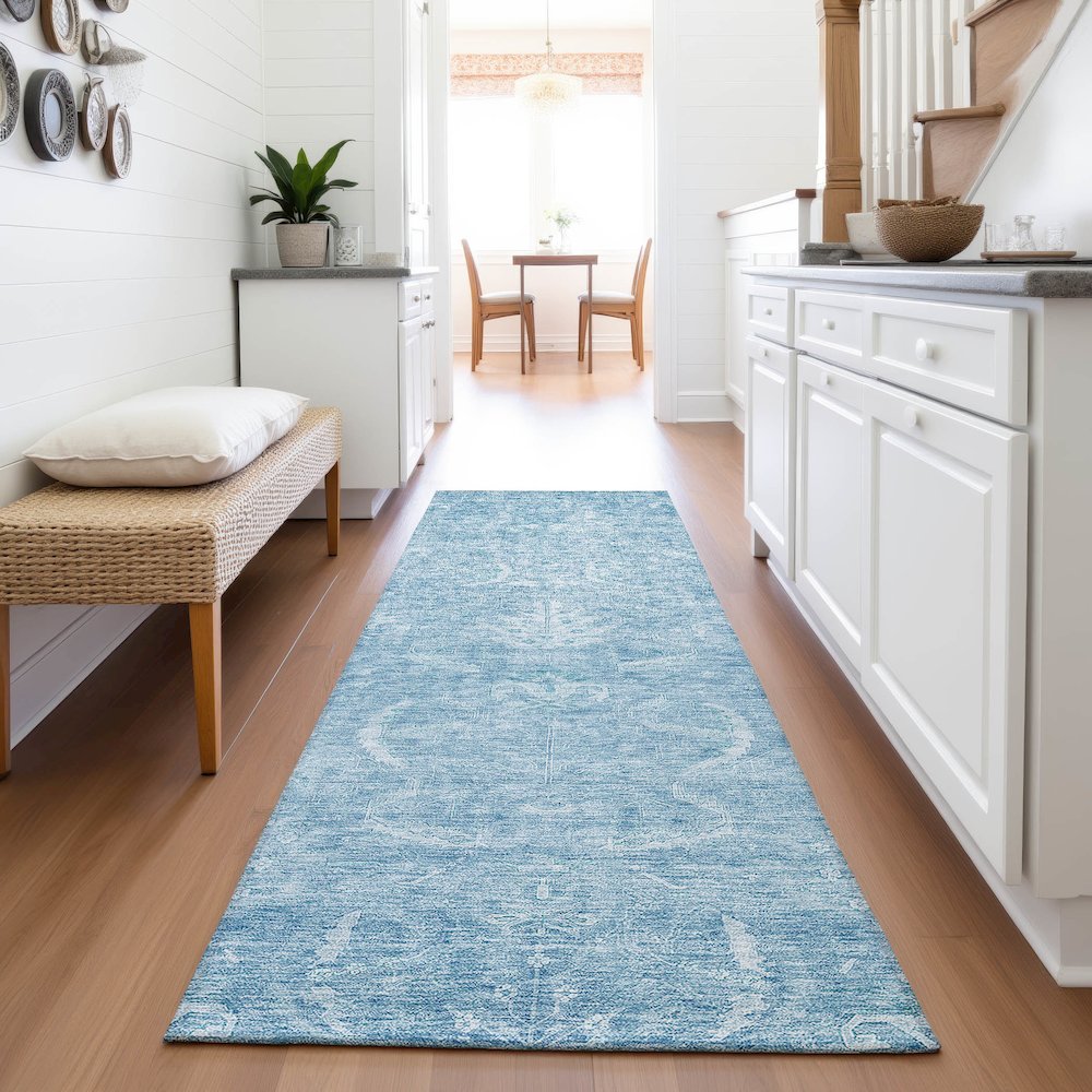 Premium Machine Washable Mayfield AMF1083 Sky 2'3" x 7'6" Runner Rug