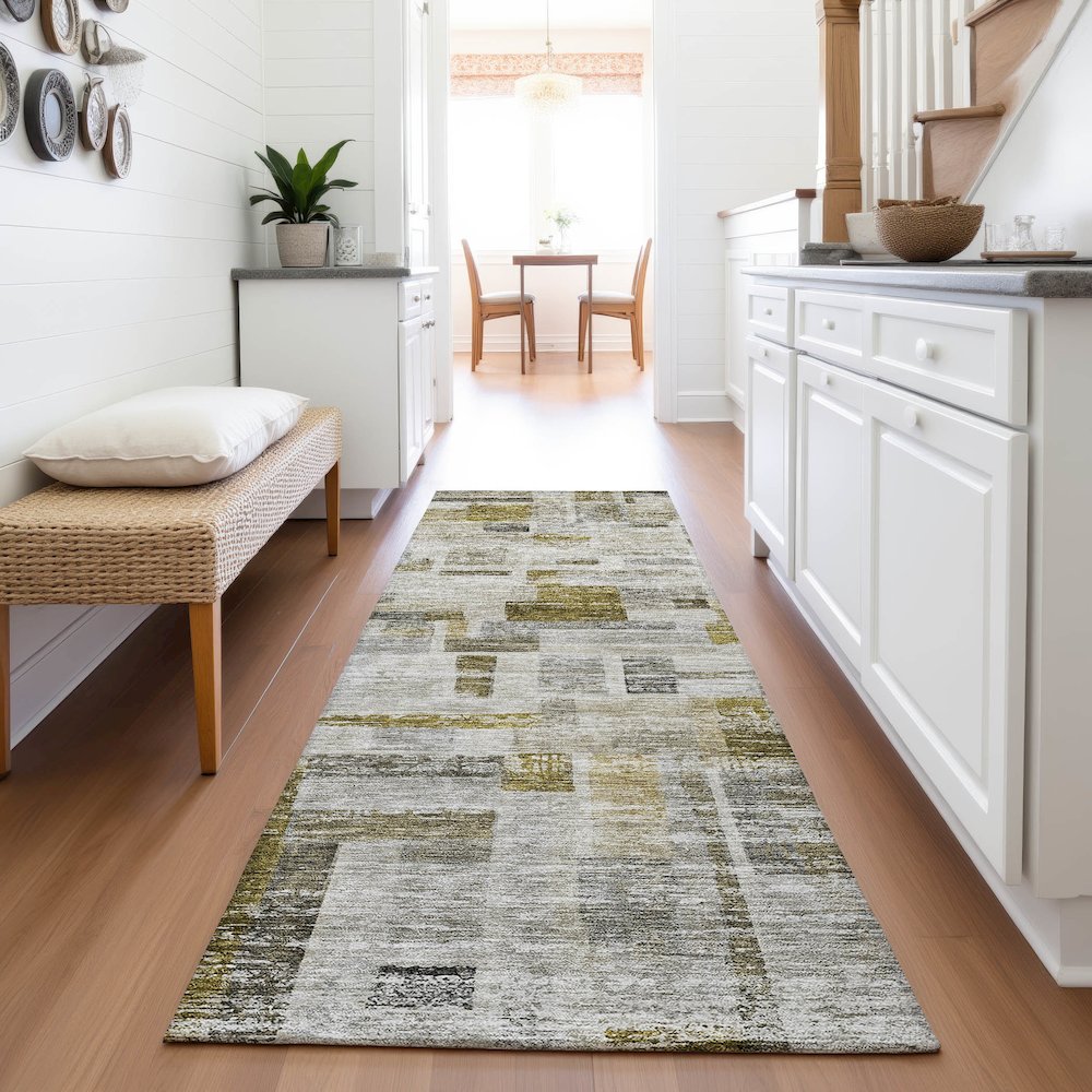 Premium Machine Washable Mayfield AMF1090 Taupe 2'3" x 7'6" Runner Rug