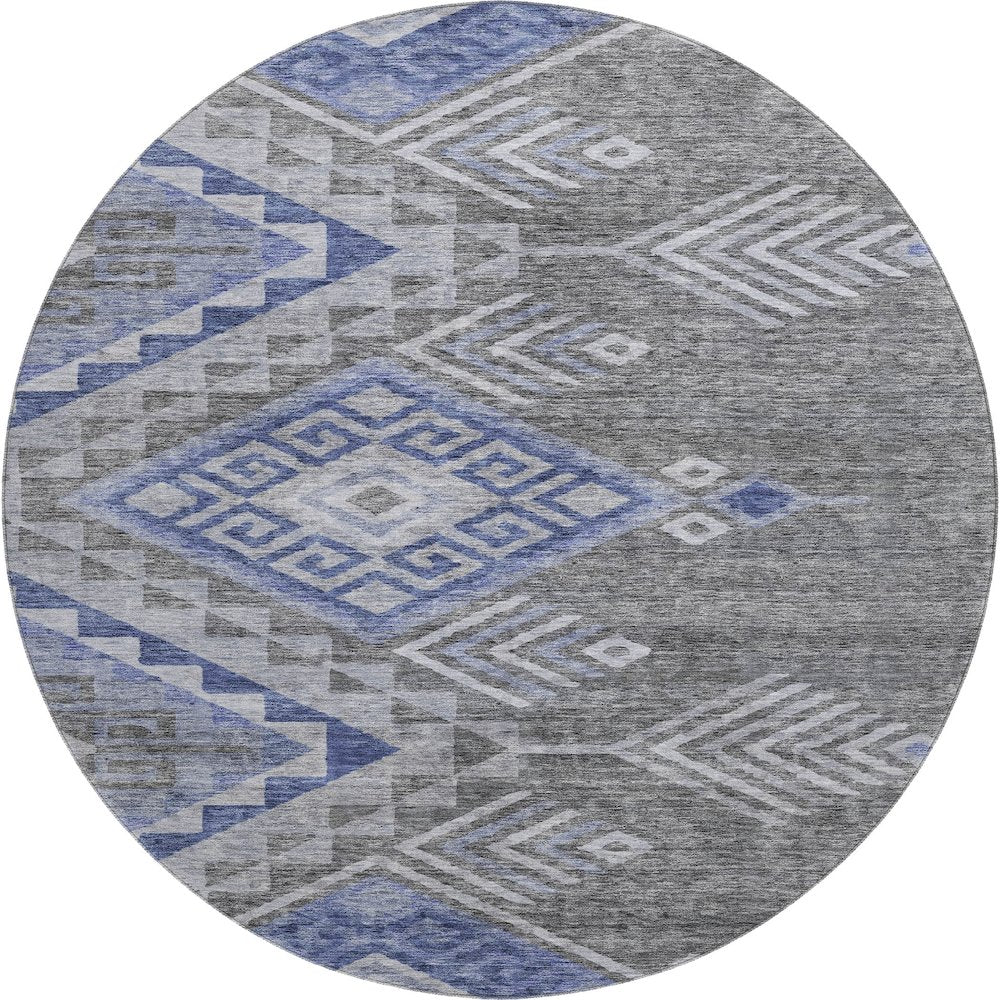 Premium Machine Washable Mayfield AMF1091 Pewter 8' x 8' Round Rug