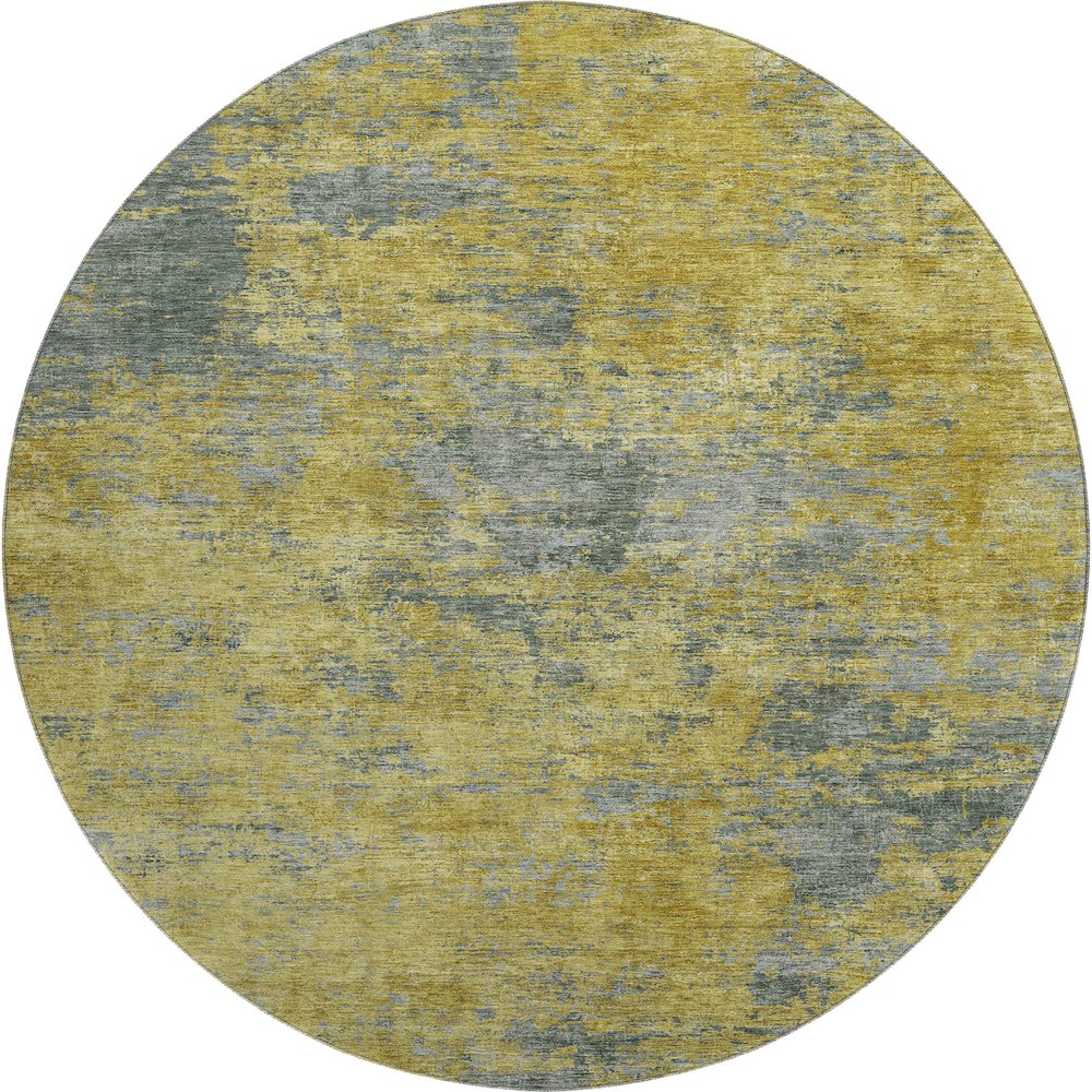 Premium Machine Washable Mayfield AMF1093 Gold 8' x 8' Round Rug