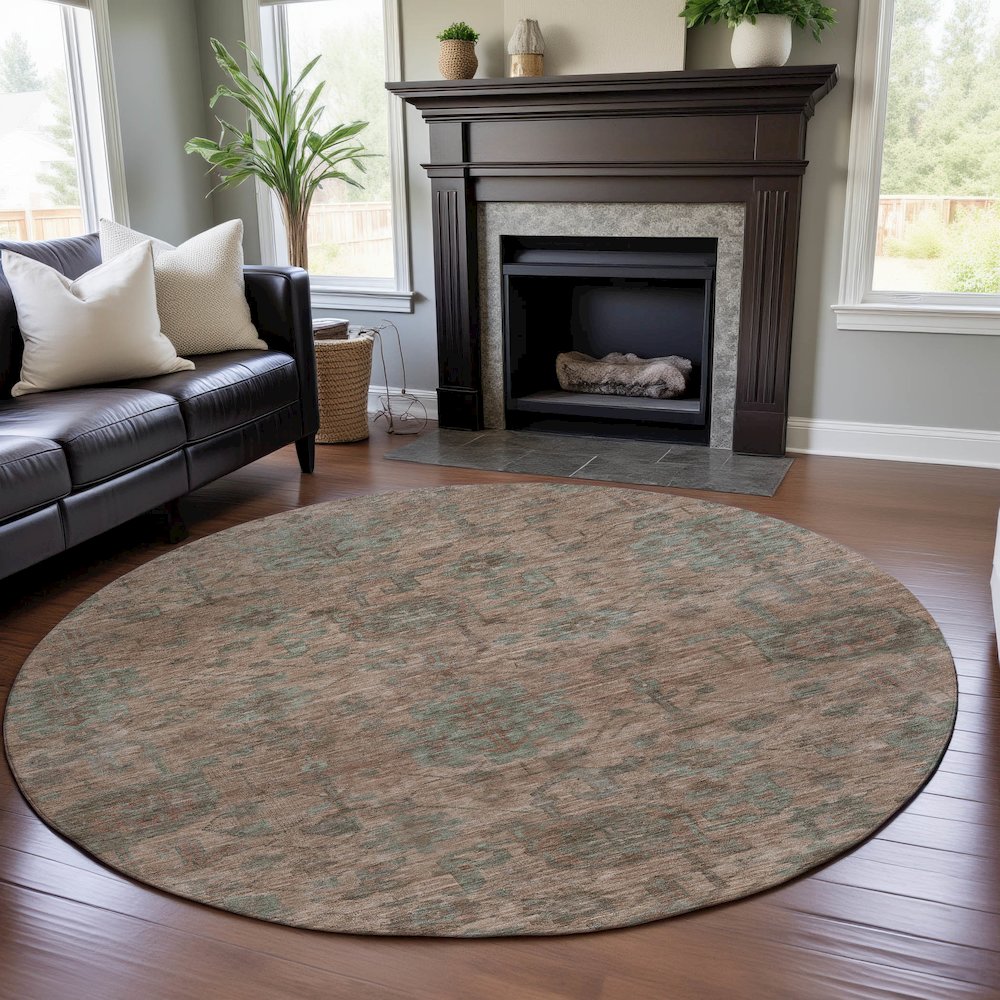 Premium Machine Washable Mayfield AMF1105 Coral 8' x 8' Round Rug