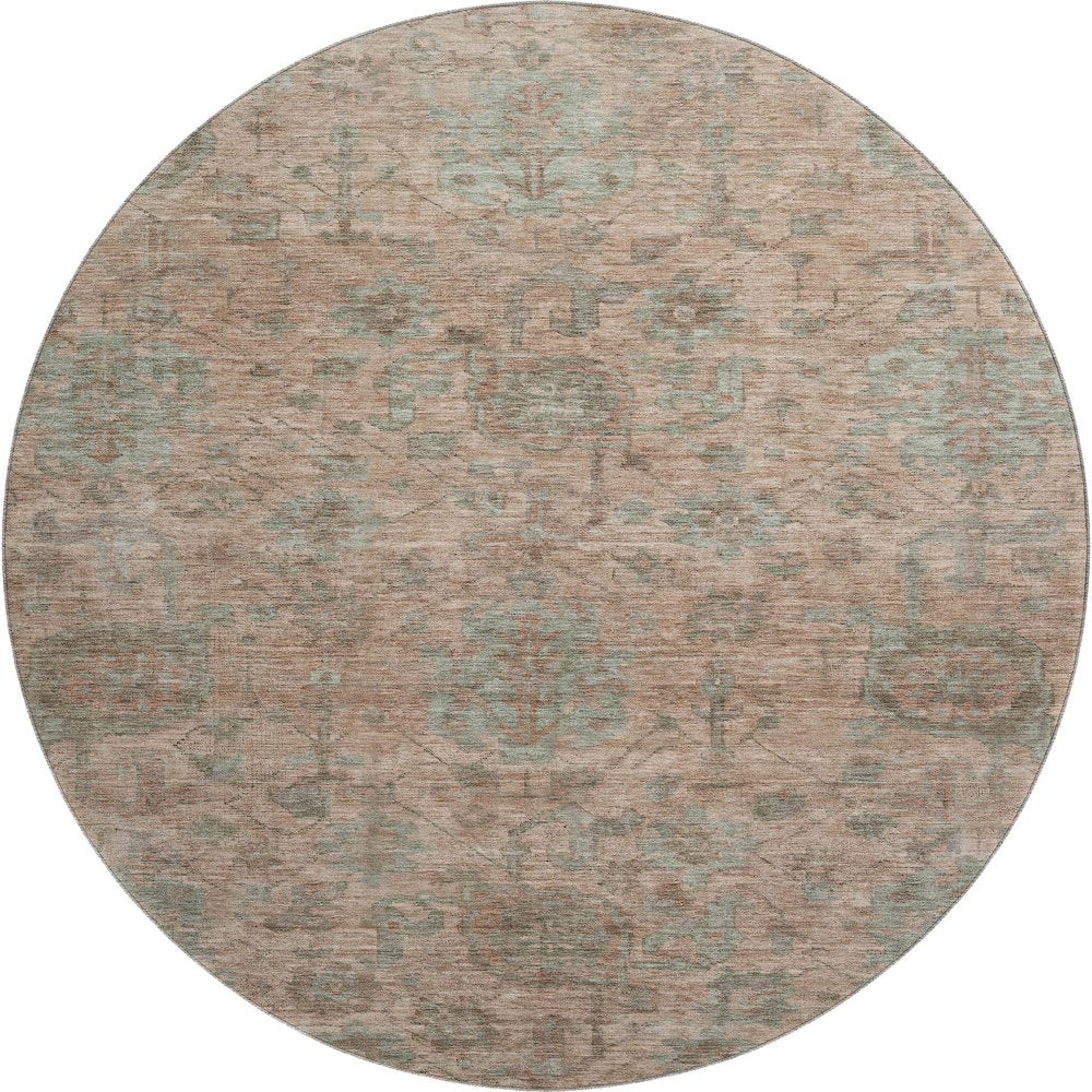 Premium Machine Washable Mayfield AMF1105 Coral 8' x 8' Round Rug