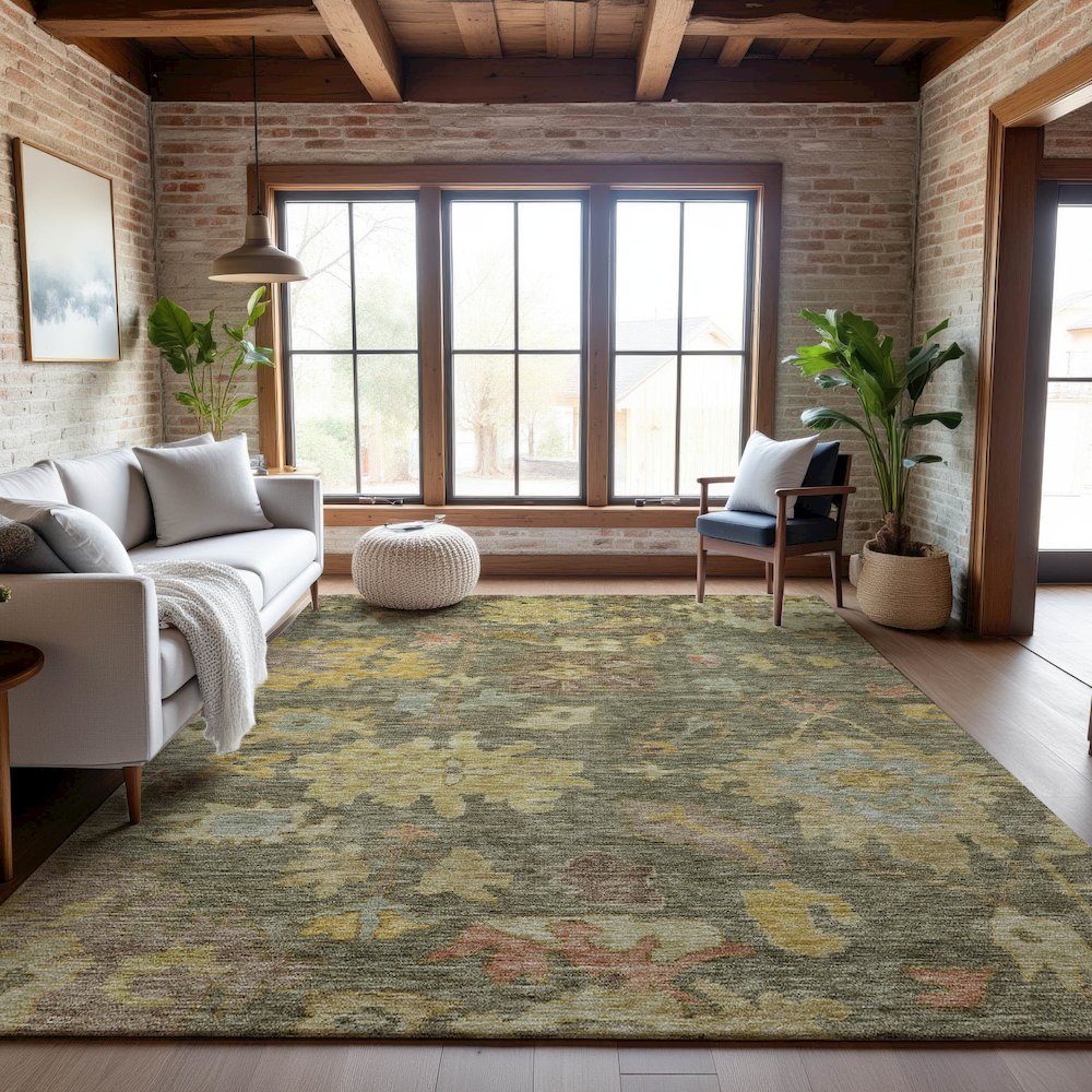 Premium Machine Washable Mayfield AMF1108 Aloe 2'6" x 3'10" Rug