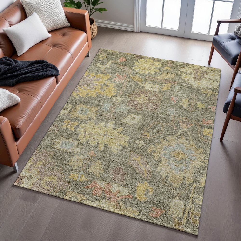 Premium Machine Washable Mayfield AMF1108 Aloe 2'6" x 3'10" Rug