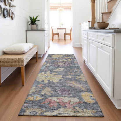 Premium Machine Washable Mayfield AMF1108 Blue 2'3" x 7'6" Runner Rug