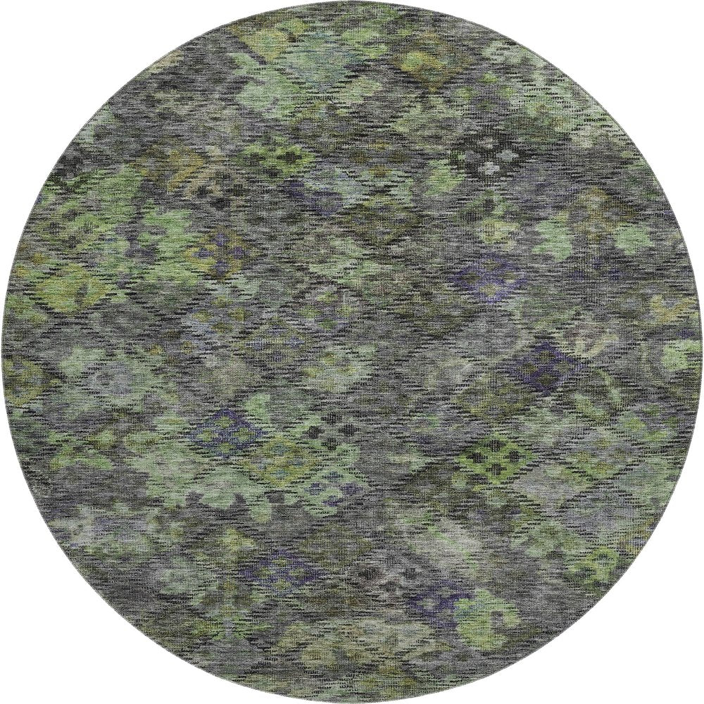 Premium Machine Washable Mayfield AMF1109 Green 8' x 8' Round Rug