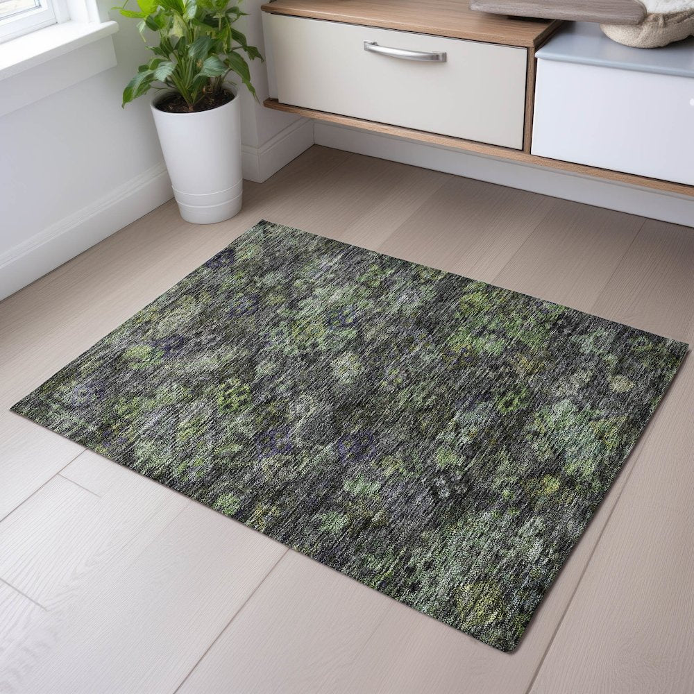 Premium Machine Washable Mayfield AMF1109 Green 1'8" x 2'6" Rug