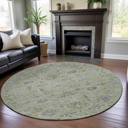 Premium Machine Washable Mayfield AMF1110 Aloe 8' x 8' Round Rug