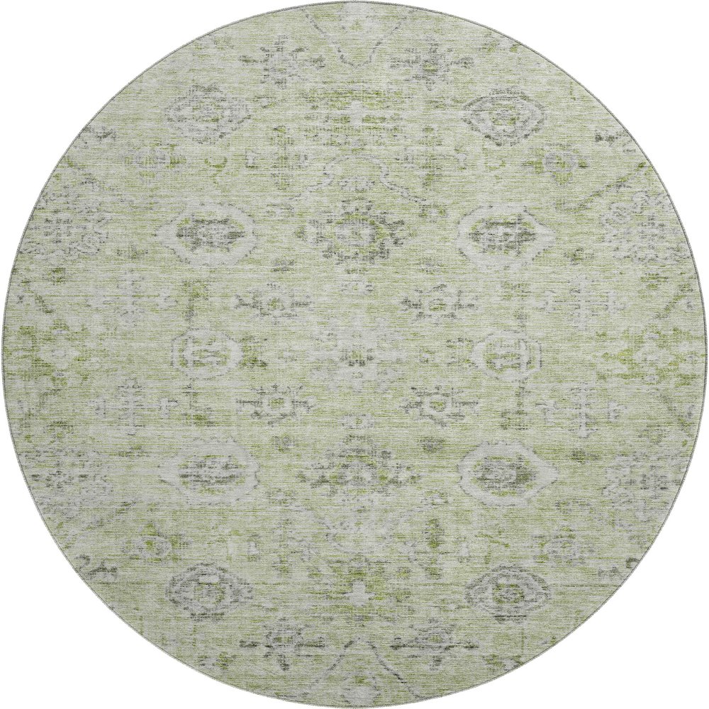 Premium Machine Washable Mayfield AMF1110 Aloe 8' x 8' Round Rug