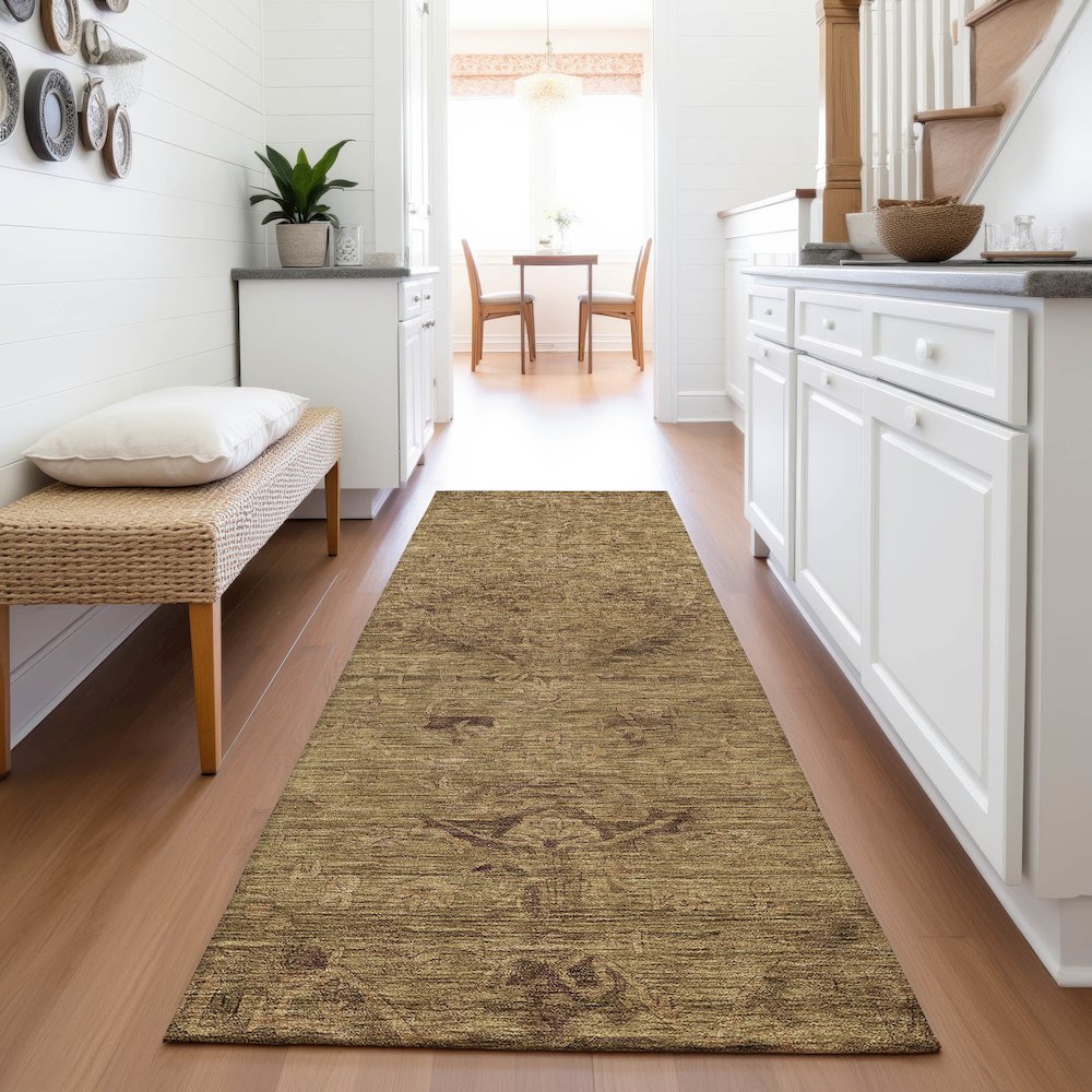 Premium Machine Washable Mayfield AMF1111 Brown 2'3" x 7'6" Runner Rug