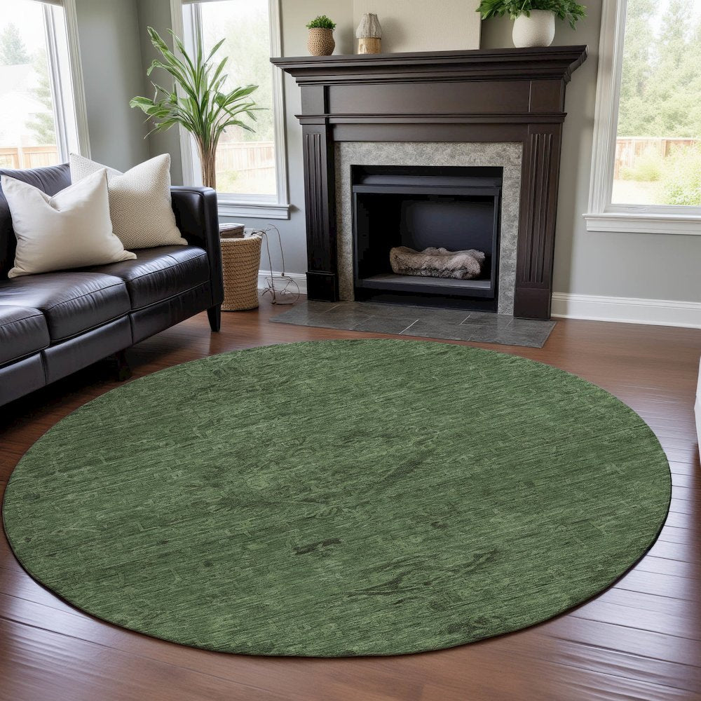 Premium Machine Washable Mayfield AMF1111 Fern 8' x 8' Round Rug