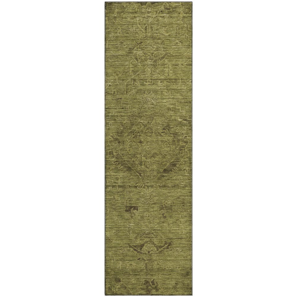 Premium Machine Washable Mayfield AMF1111 Olive 2'3" x 7'6" Runner Rug