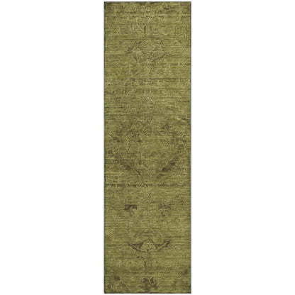 Premium Machine Washable Mayfield AMF1111 Olive 2'3" x 7'6" Runner Rug