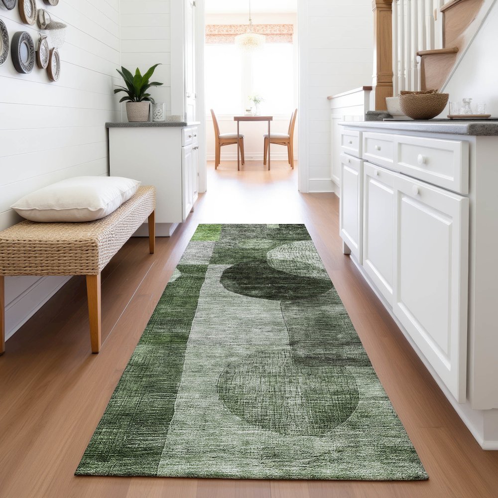 Premium Machine Washable Mayfield AMF1114 Fern 2'3" x 7'6" Runner Rug
